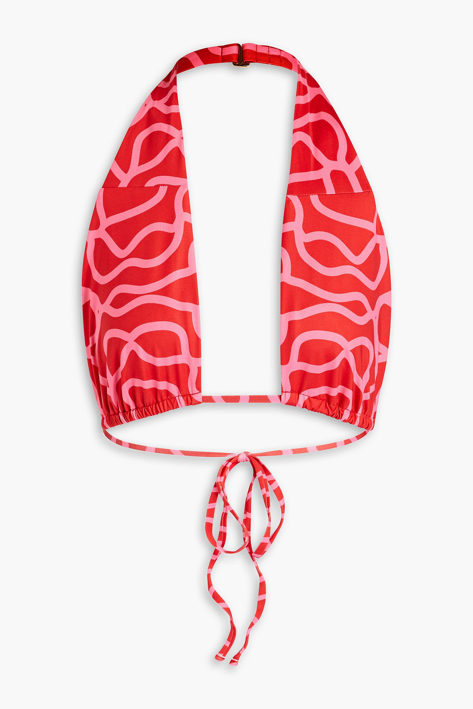 Agua By Agua Bendita Candela Printed Halterneck Bikini Top In Red