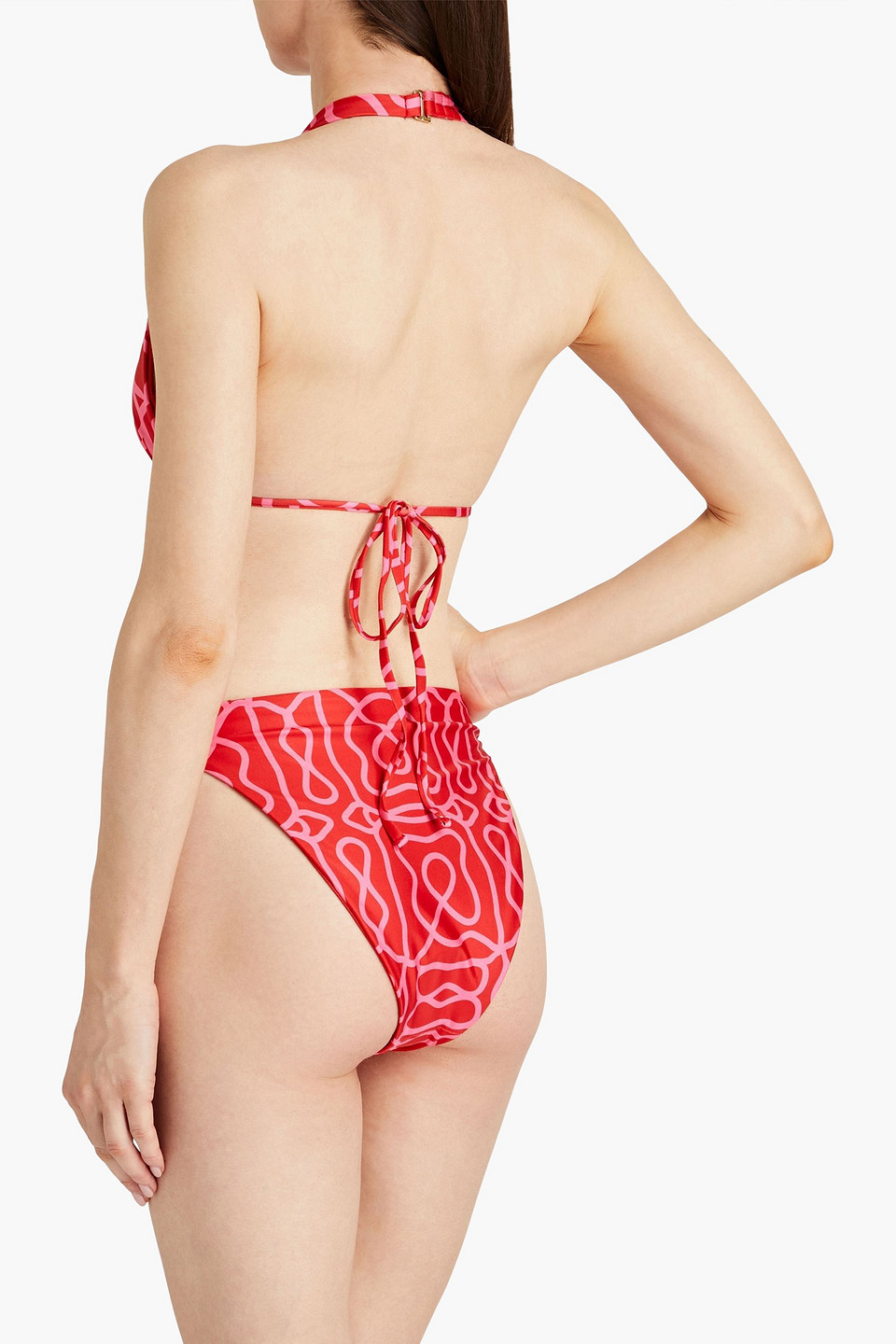 Shop Agua By Agua Bendita Ipanema Printed High-rise Bikini Briefs In Red