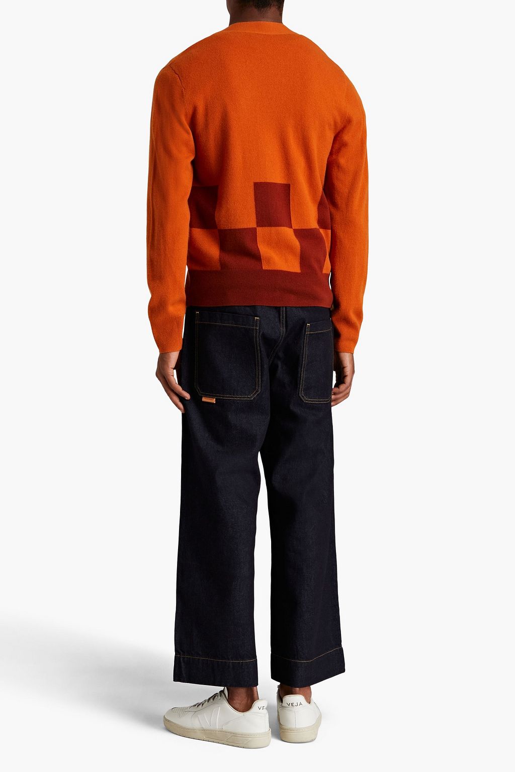 SANDRO Checked wool and cashmere-blend cardigan