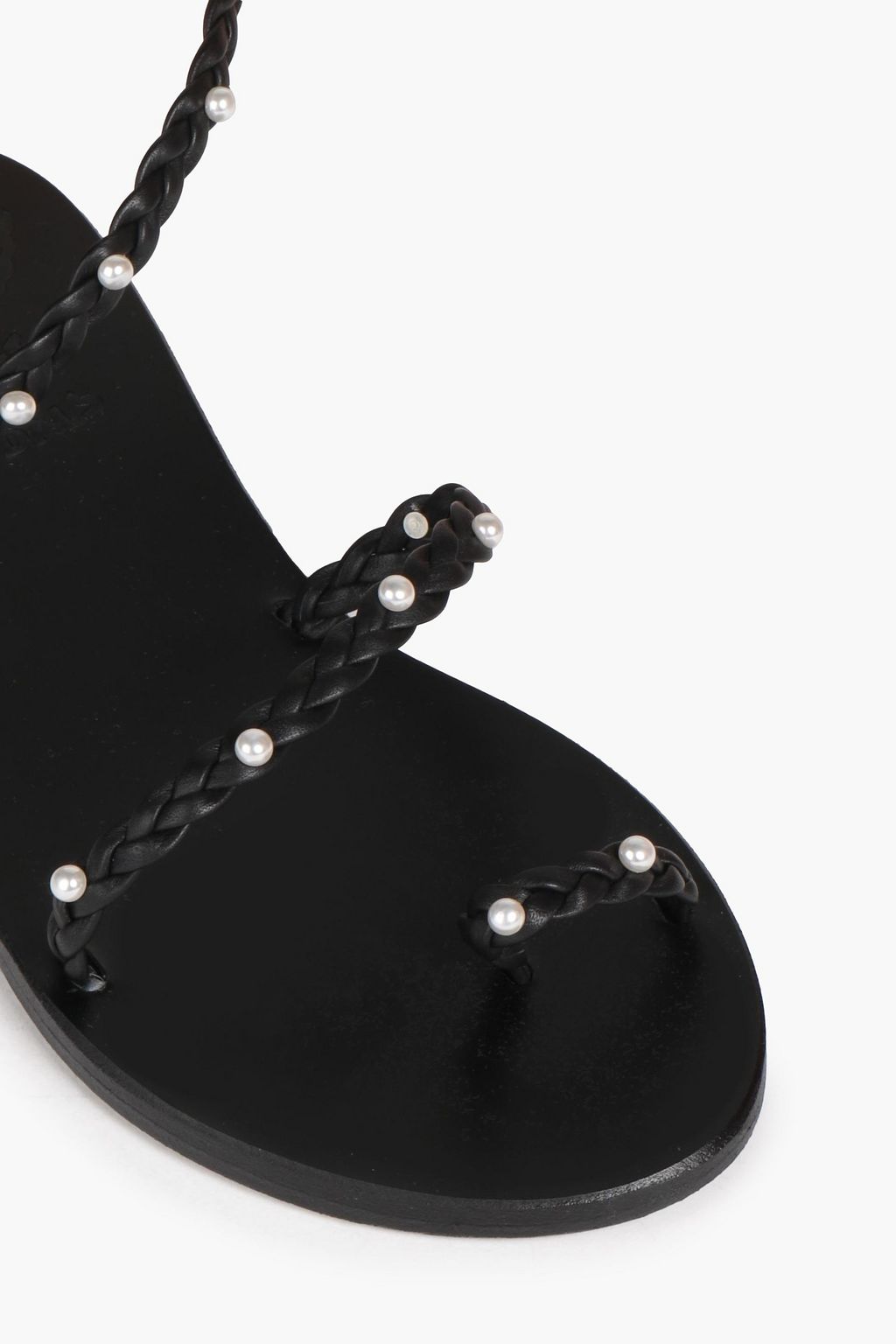 ANCIENT GREEK SANDALS Eleftheria faux pearl-embellished braided leather sandals