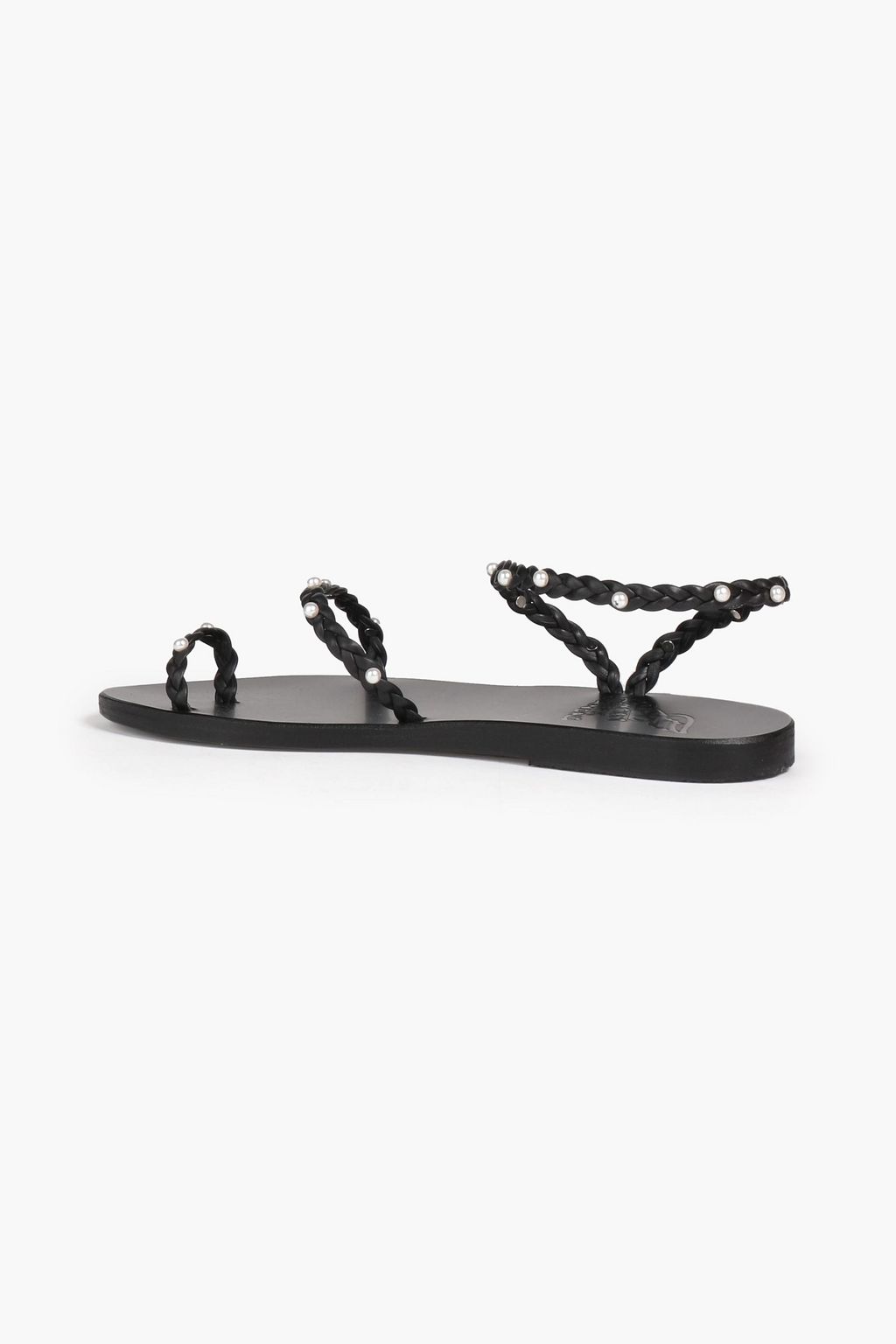 ANCIENT GREEK SANDALS Eleftheria faux pearl-embellished braided leather sandals