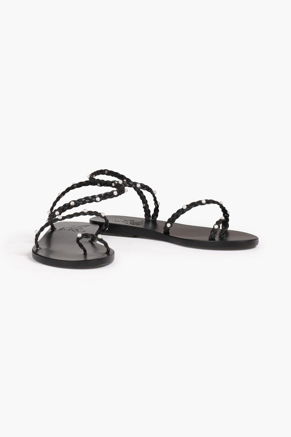 ANCIENT GREEK SANDALS Eleftheria faux pearl-embellished braided leather sandals