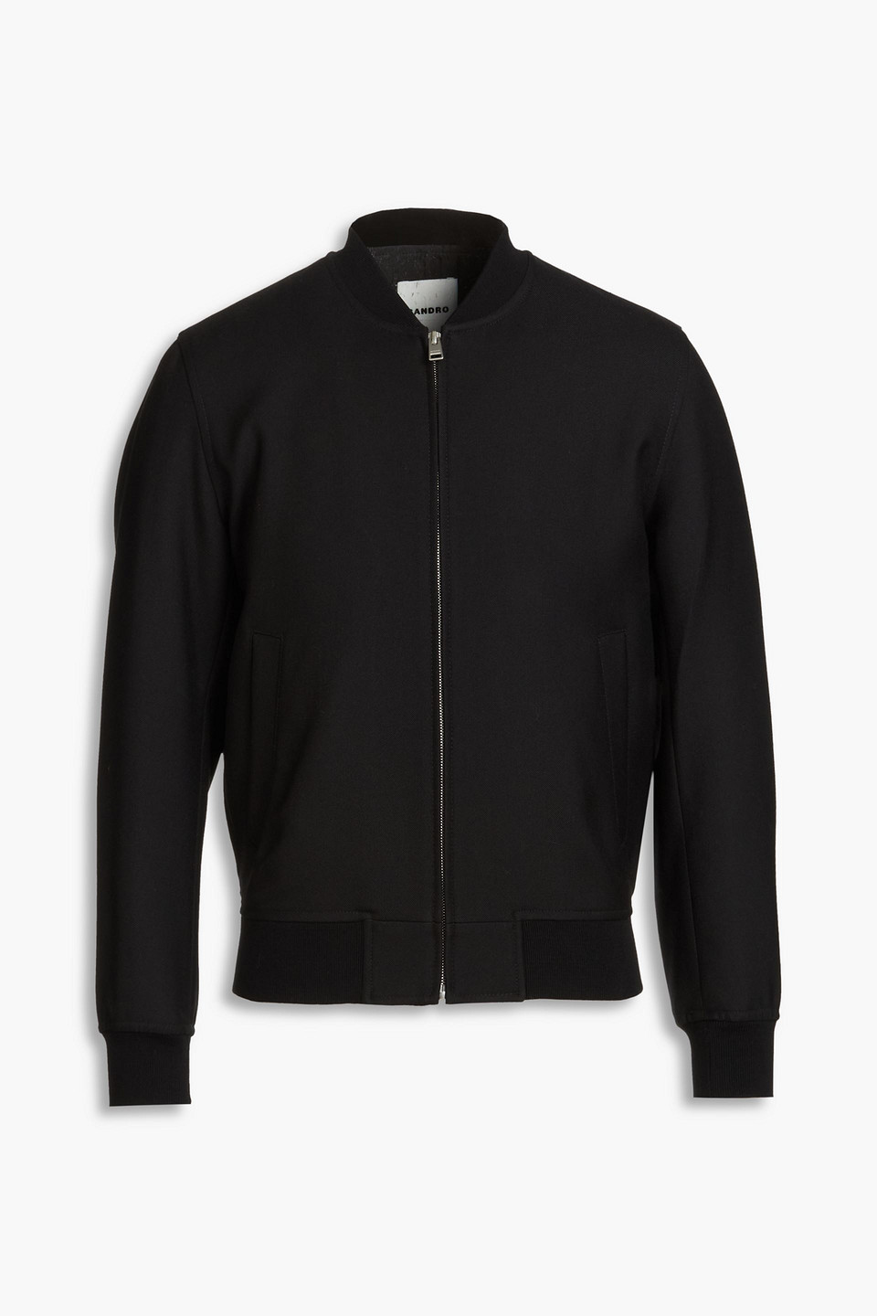 Sandro Wool-blend Twill Bomber Jacket In Black