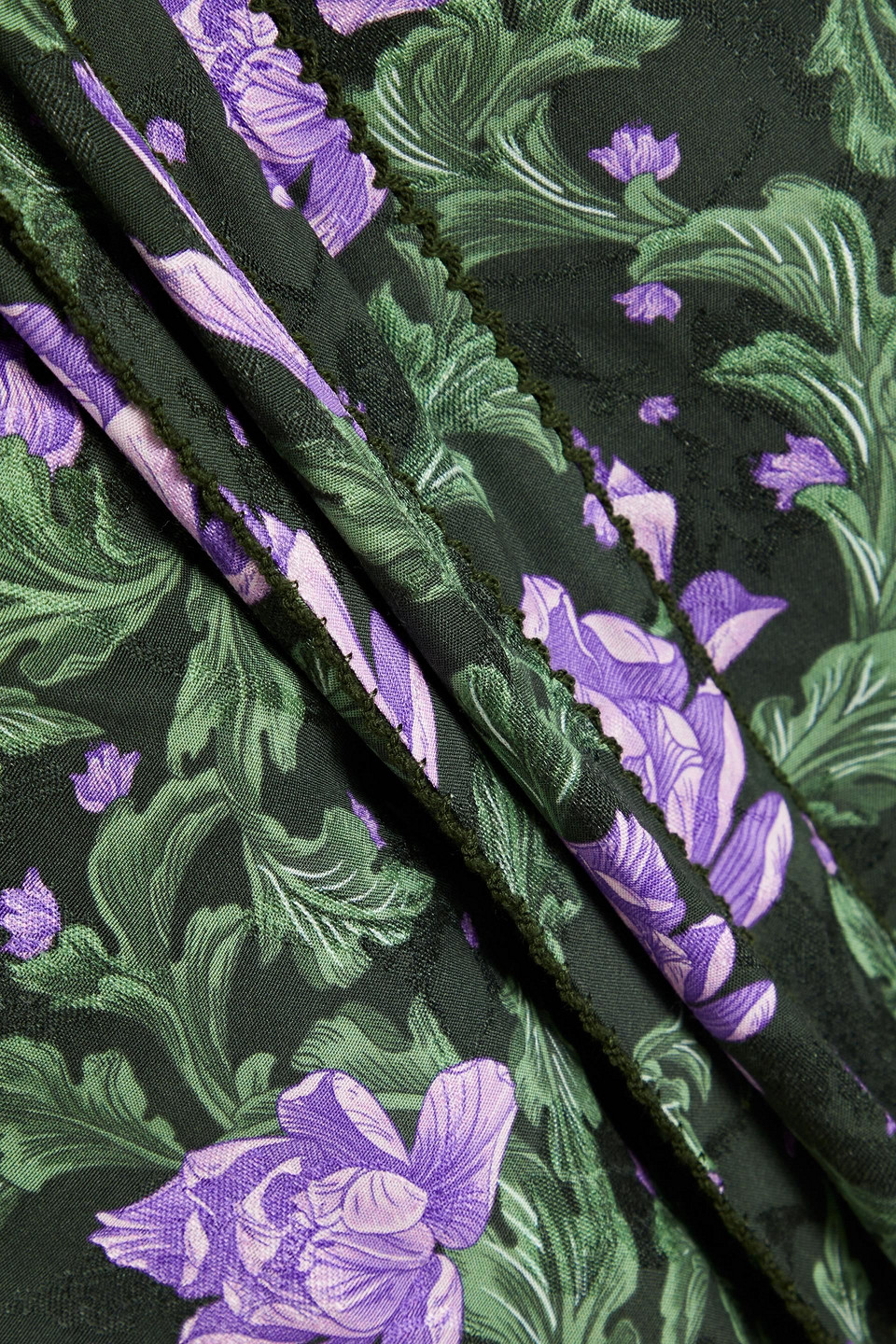 Agua By Agua Bendita Cutout Knotted Floral-print Linen-jacquard Maxi Dress In Forest Green