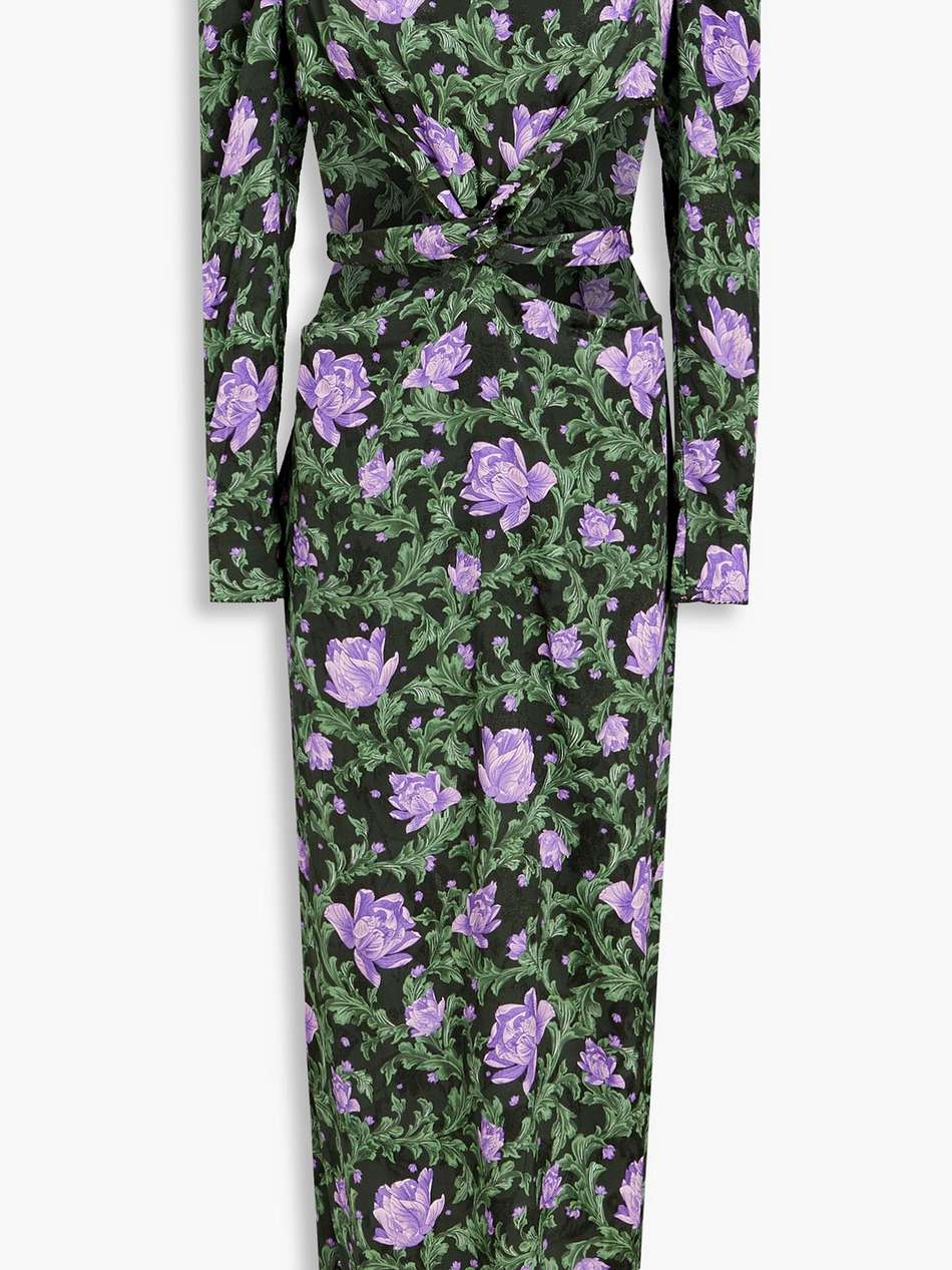 cuarzo peonia ocaso cutout floral-print linen-jacquard maxi dress