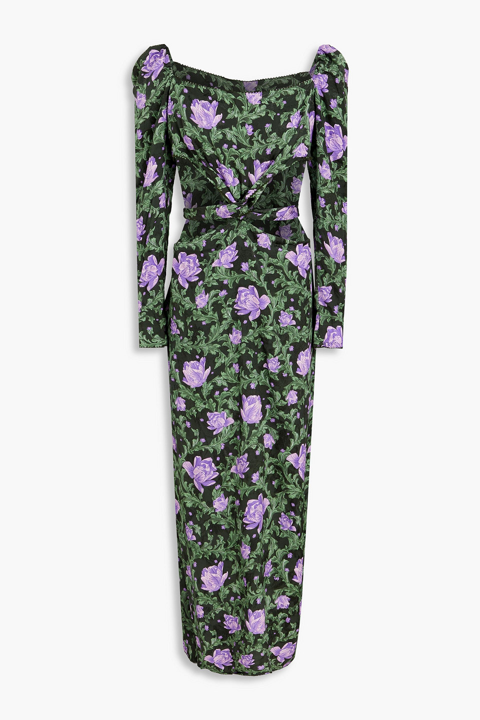 Cuarzo Peonia Ocaso cutout floral-print linen-jacquard maxi dress