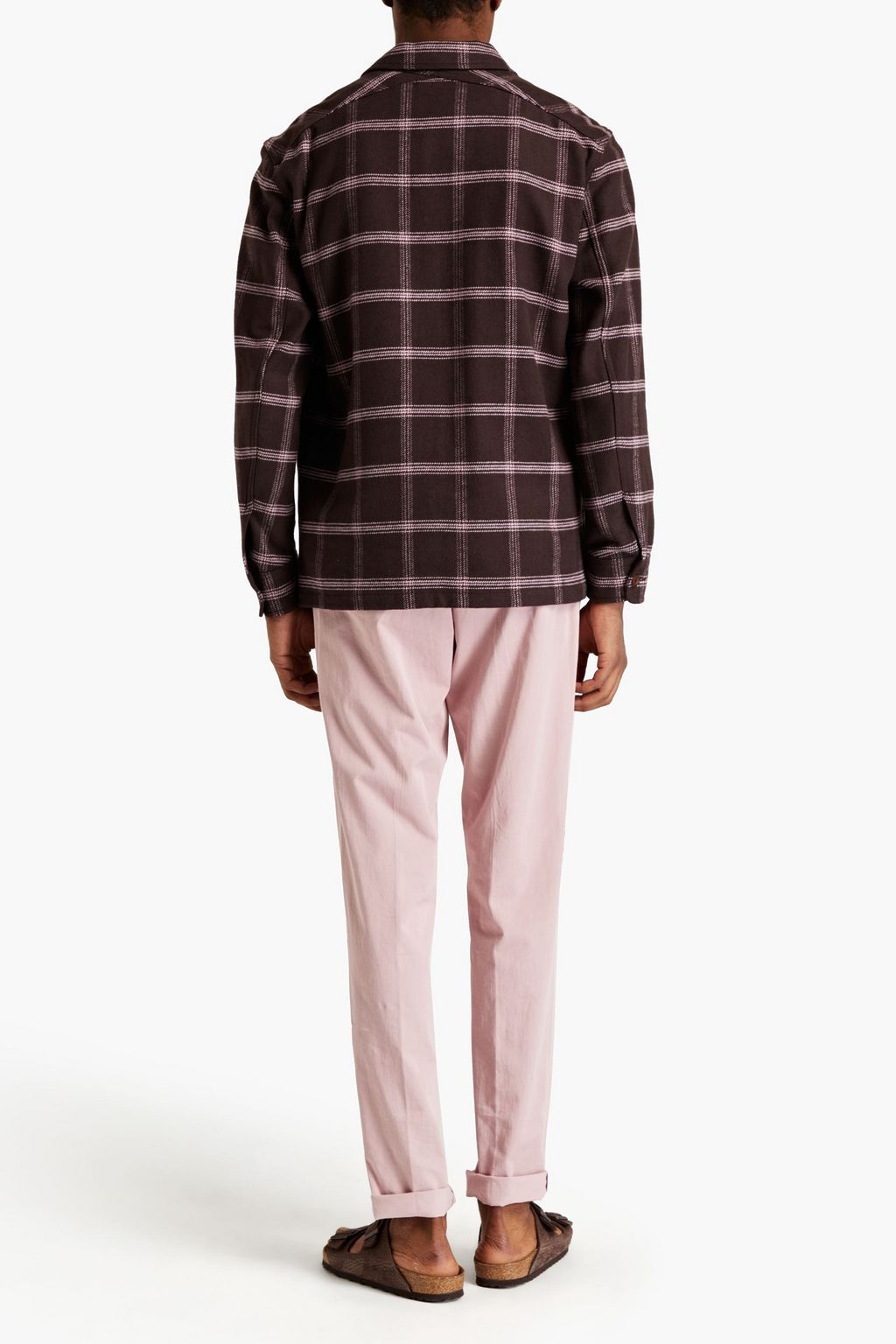 SANDRO Checked cotton and wool-blend twill shirt