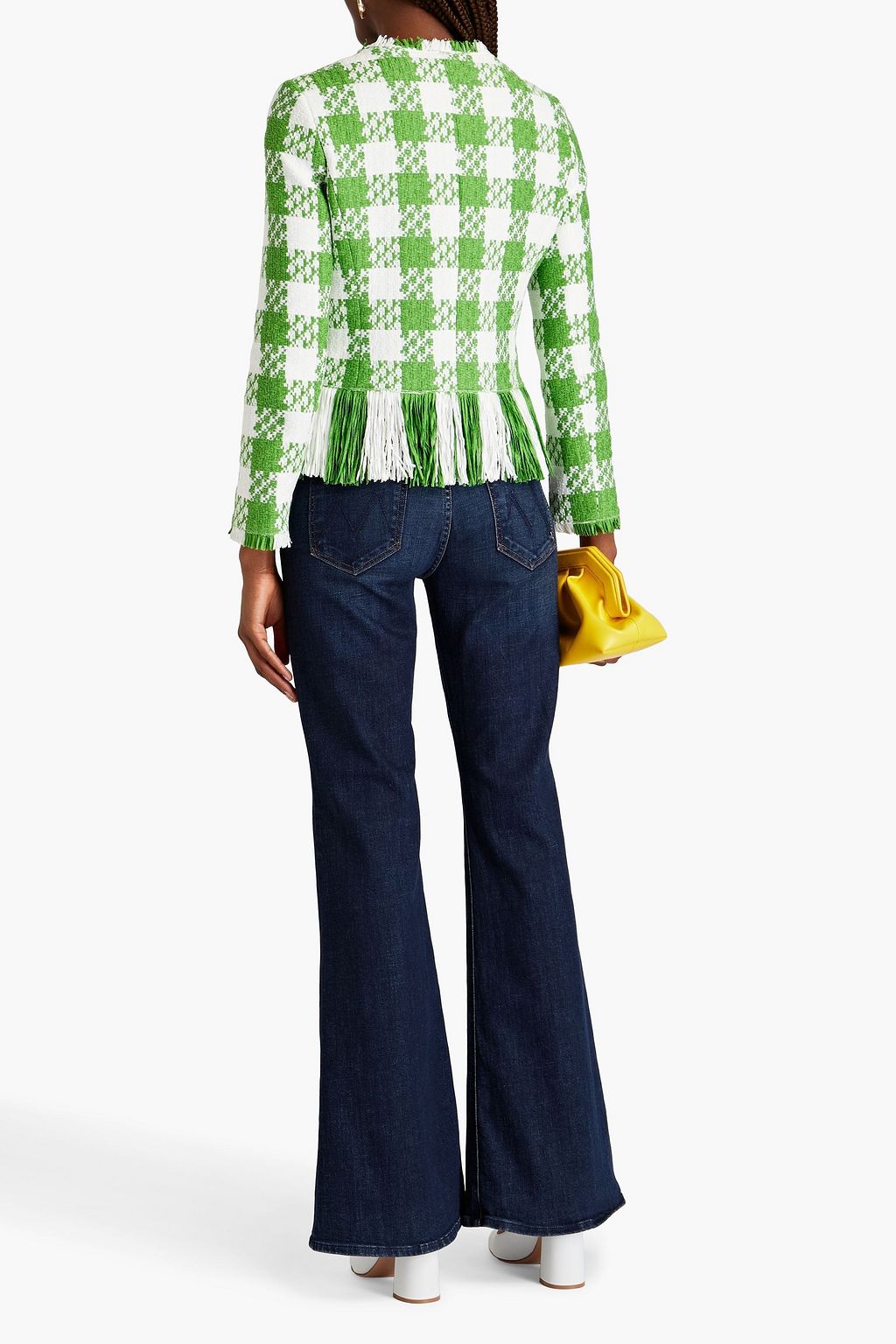 OSCAR DE LA RENTA Fringed cotton-blend tweed jacket