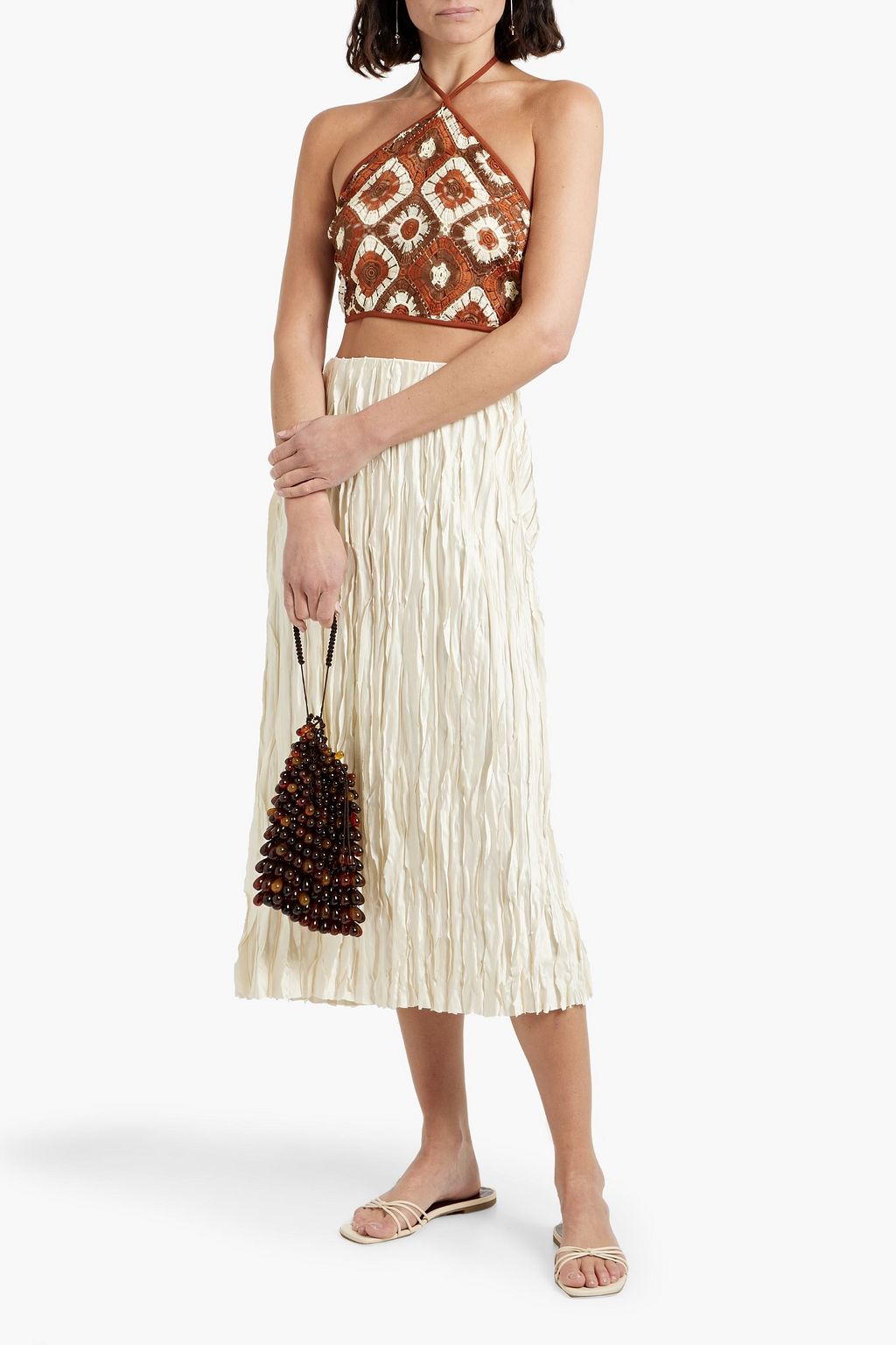 JOHANNA ORTIZ Pwani cropped crochet halterneck top