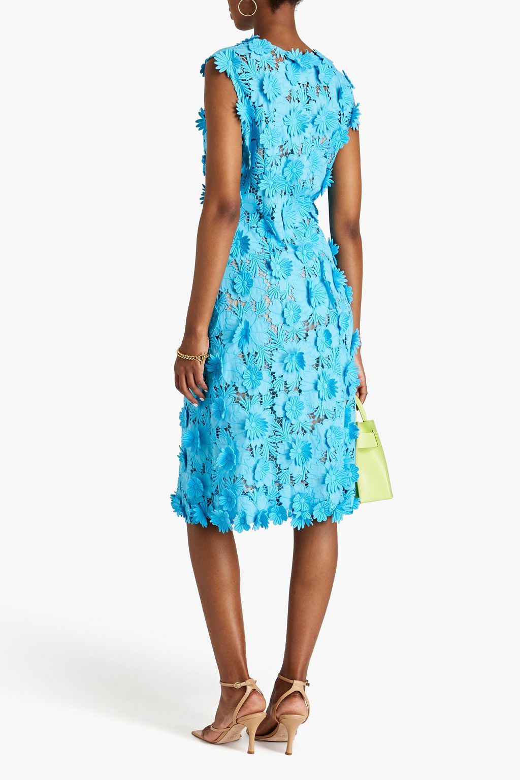 OSCAR DE LA RENTA Cotton guipure lace midi dress
