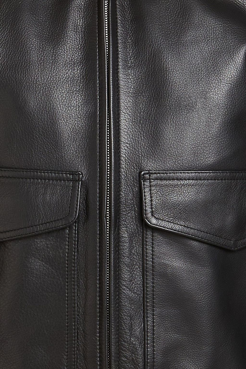SANDRO Shearling-trimmed leather bomber jacket