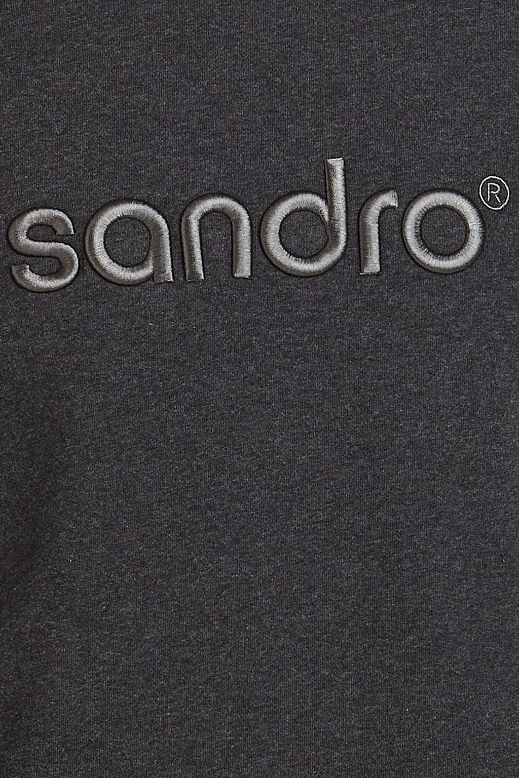 SANDRO embroidered mélange cotton-fleece sweatshirt
