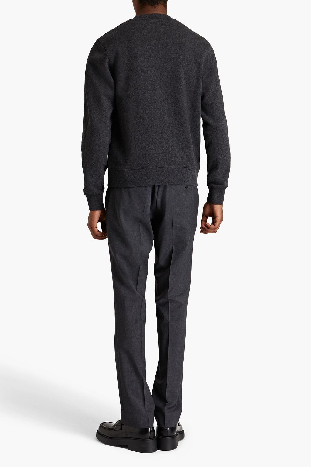 SANDRO embroidered mélange cotton-fleece sweatshirt