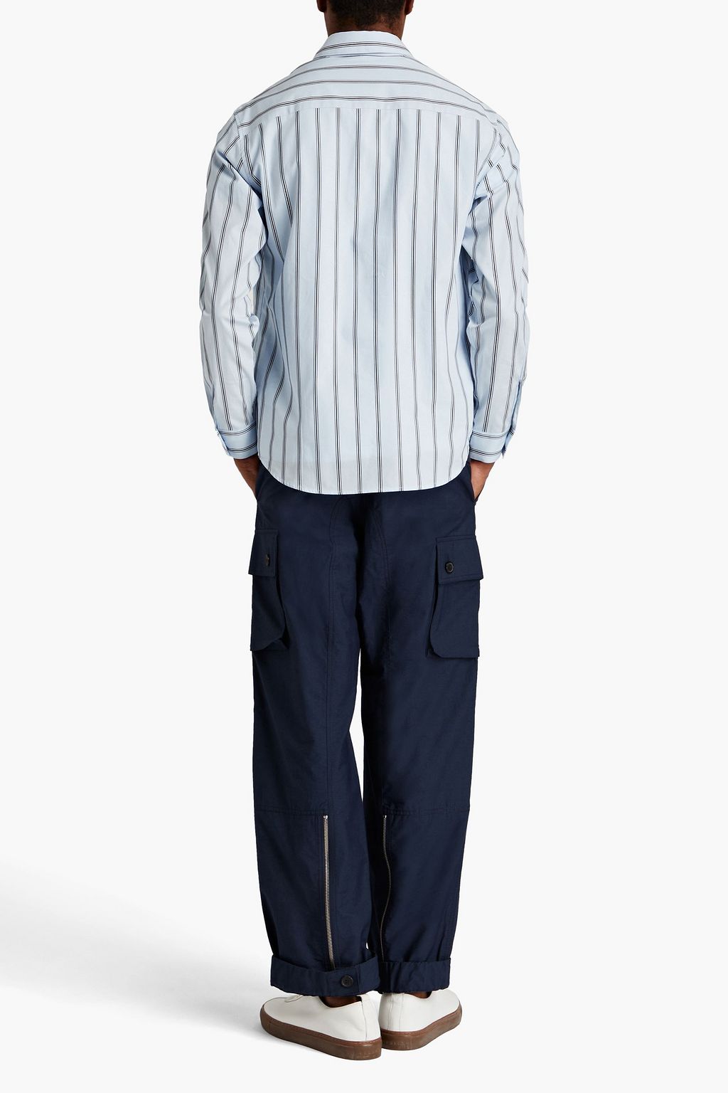 SANDRO Striped cotton-poplin shirt