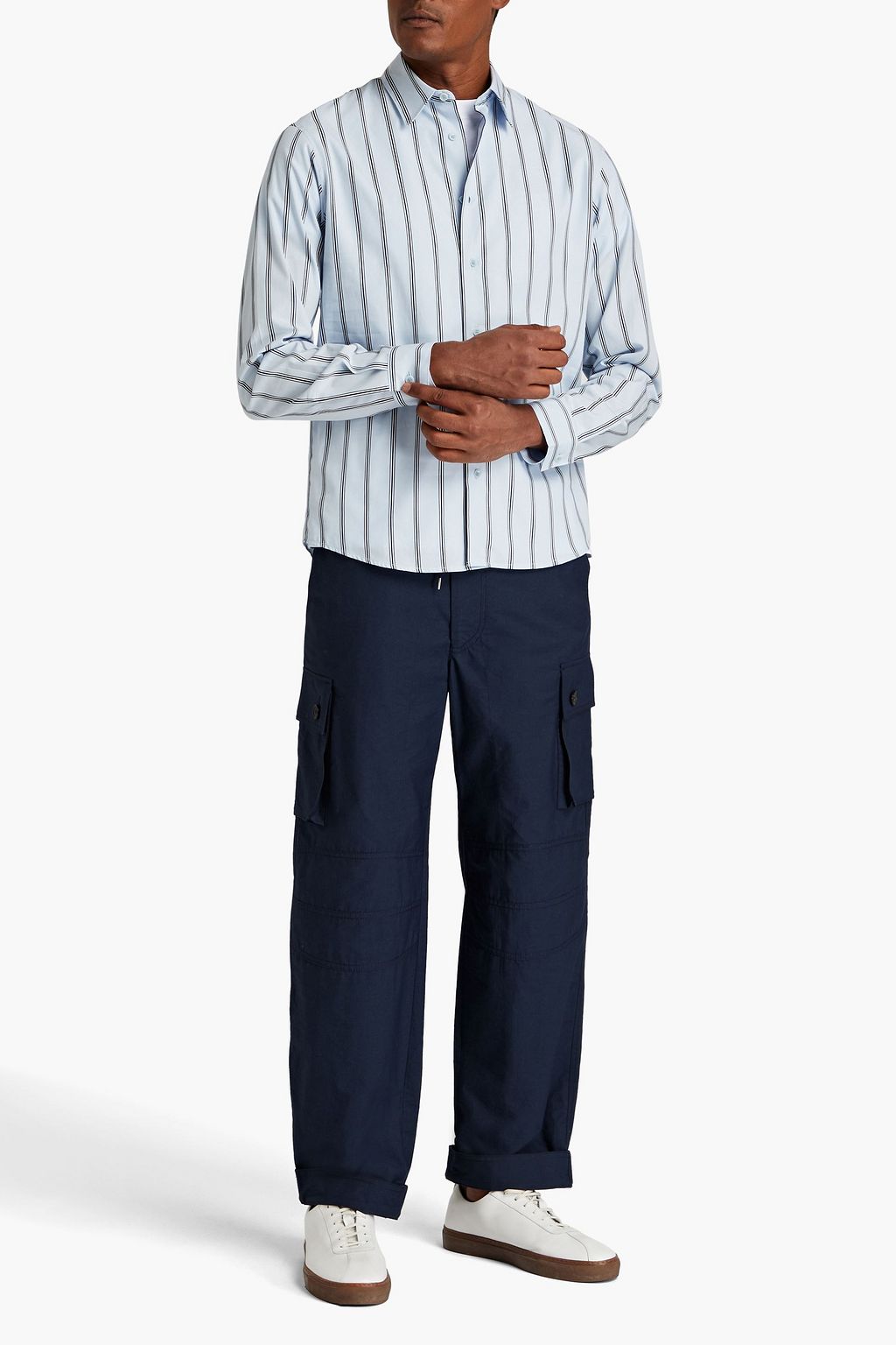 SANDRO Striped cotton-poplin shirt