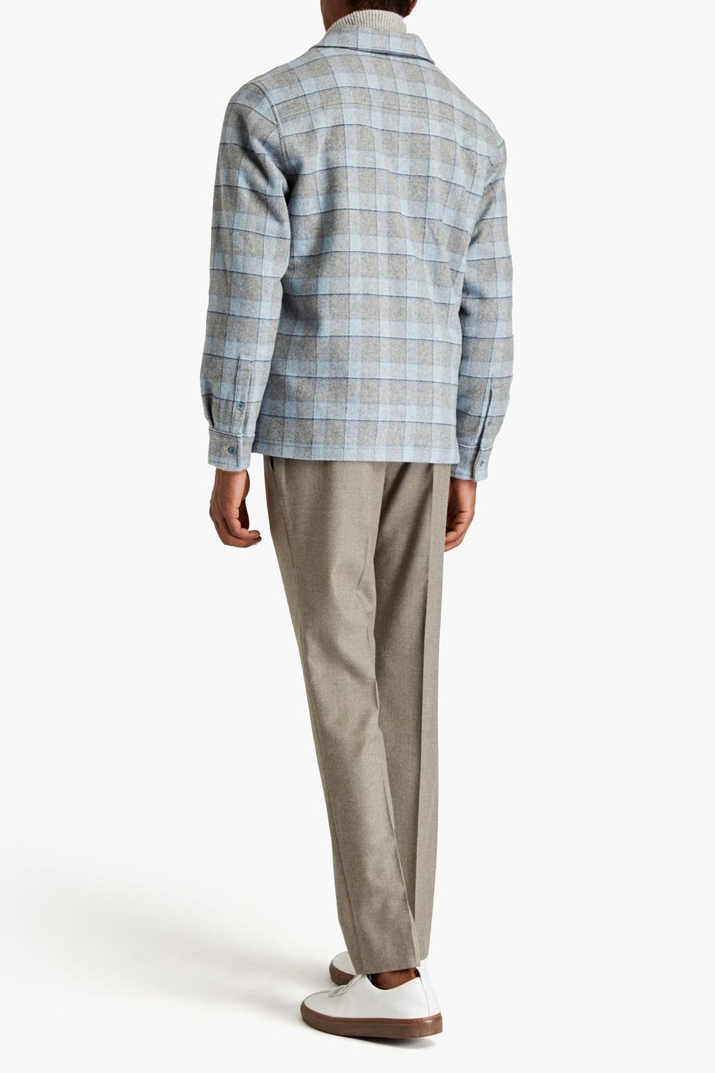SANDRO Checked wool-blend overshirt