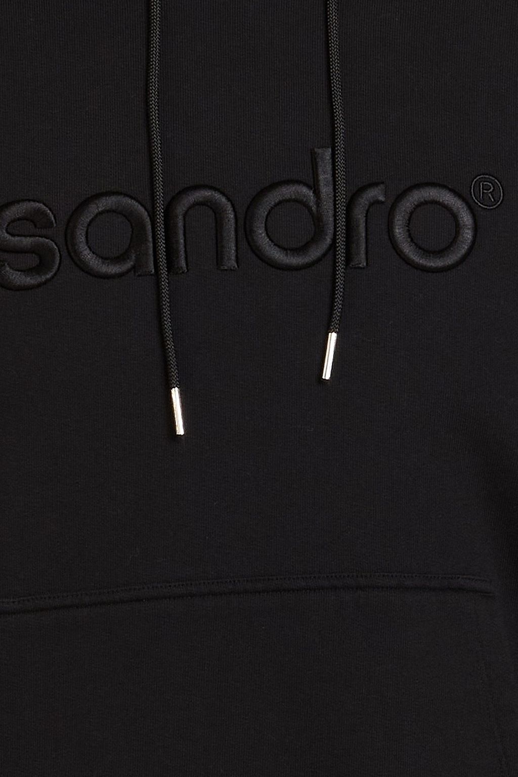 SANDRO Embroidered cotton-fleece hoodie