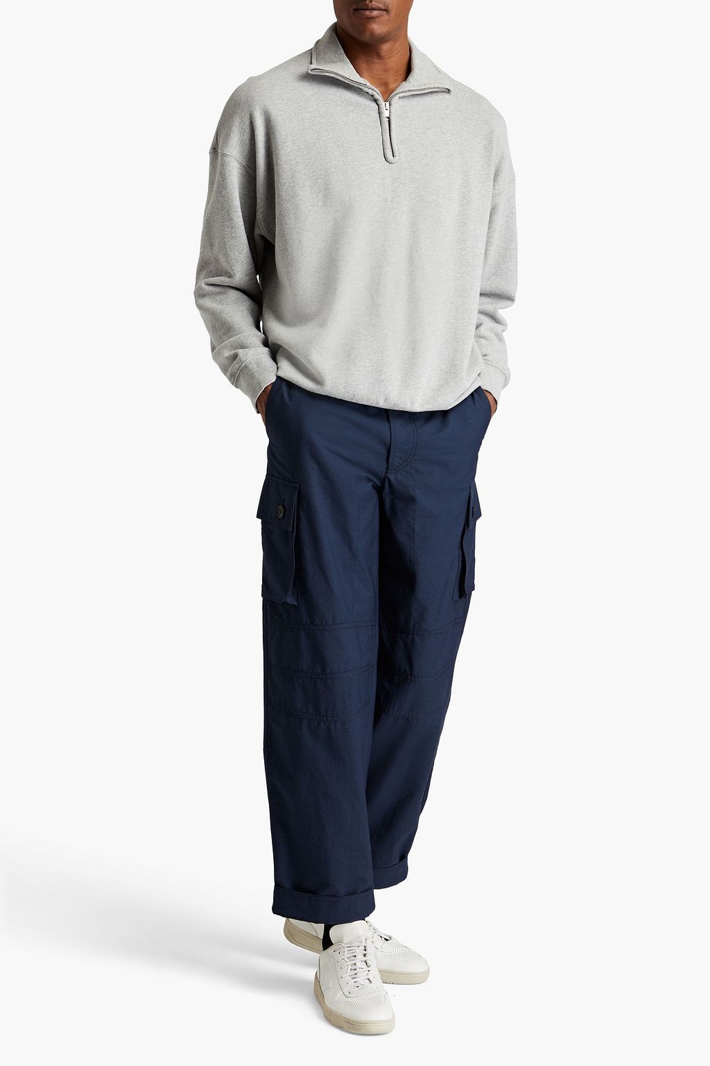 SANDRO Mélange French cotton-terry sweatshirt