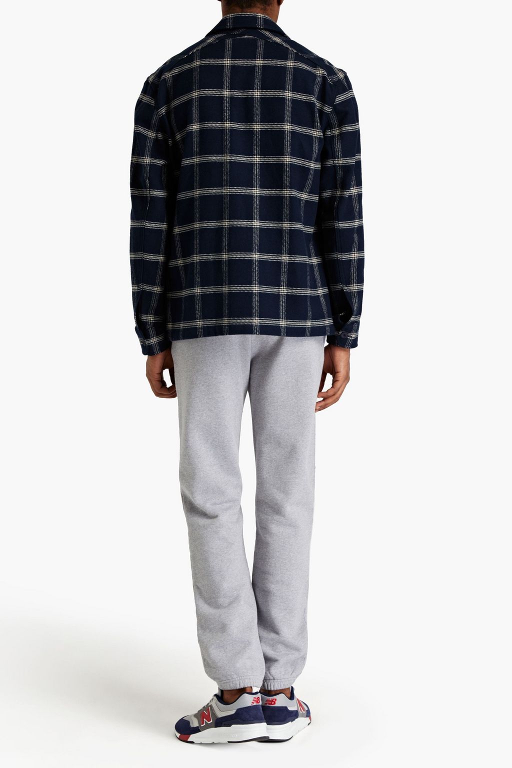 SANDRO Checked cotton and wool-blend twill shirt
