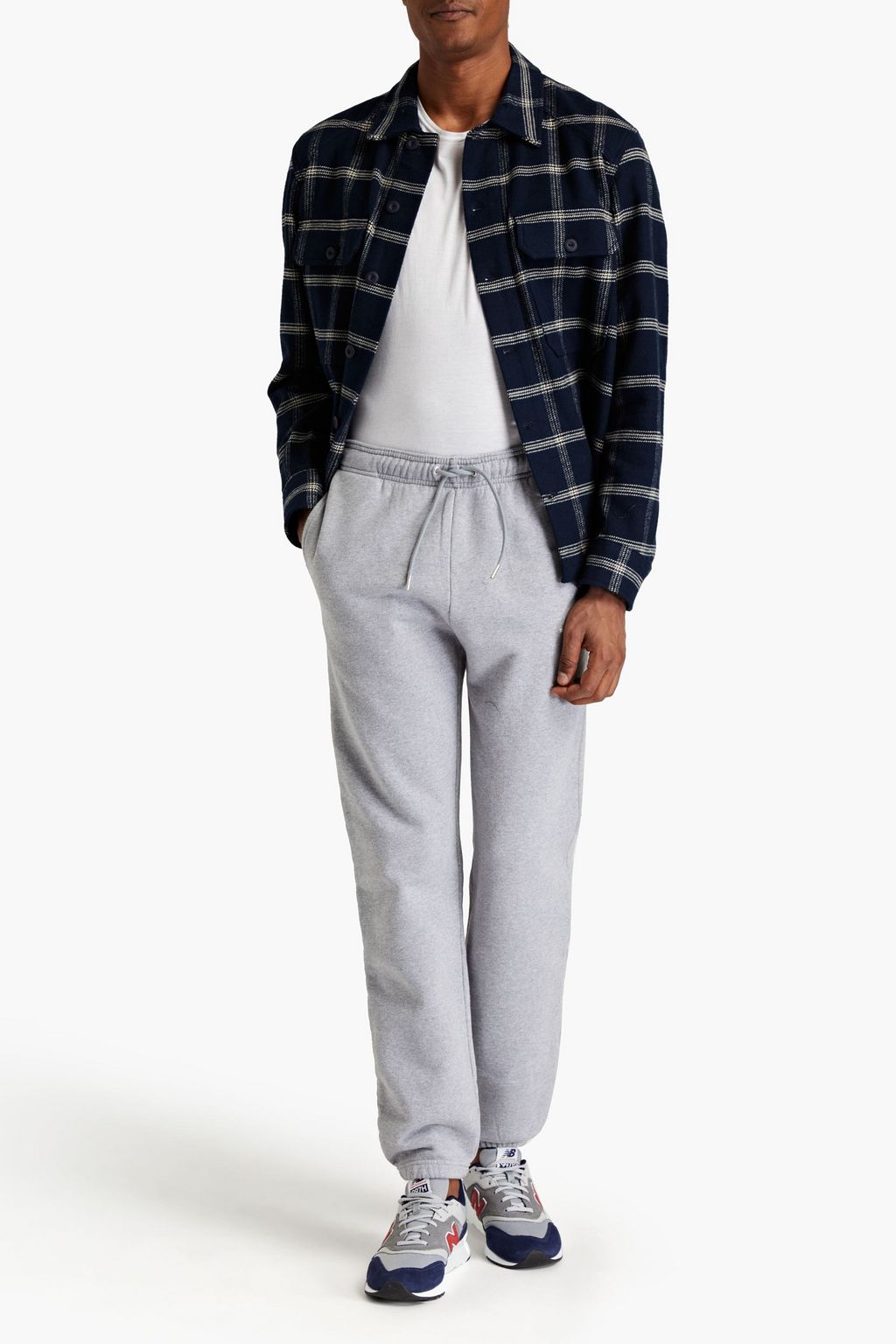 SANDRO Checked cotton and wool-blend twill shirt