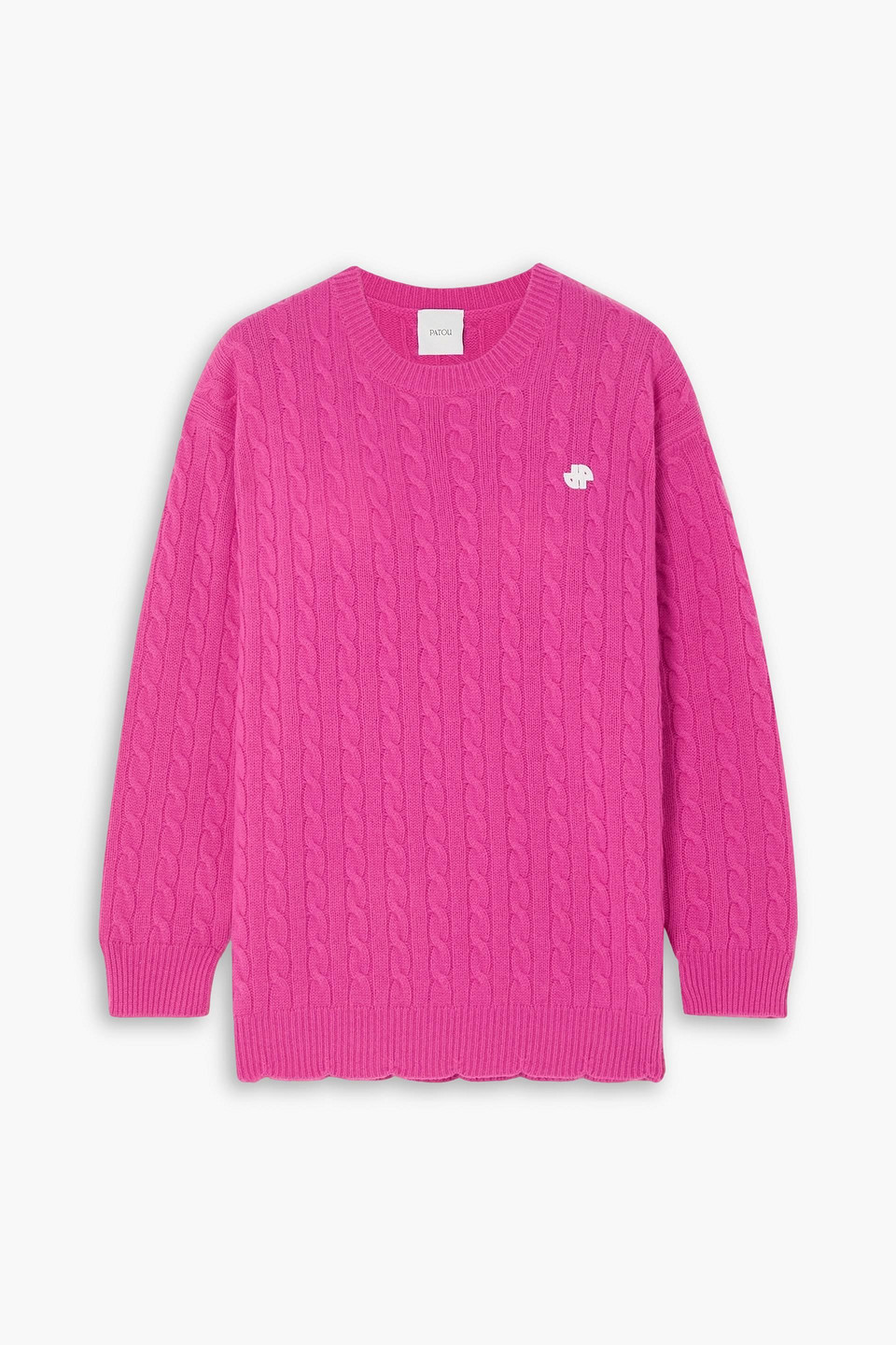 Shop Patou Cable-knit Merino Wool Sweater In Fuchsia