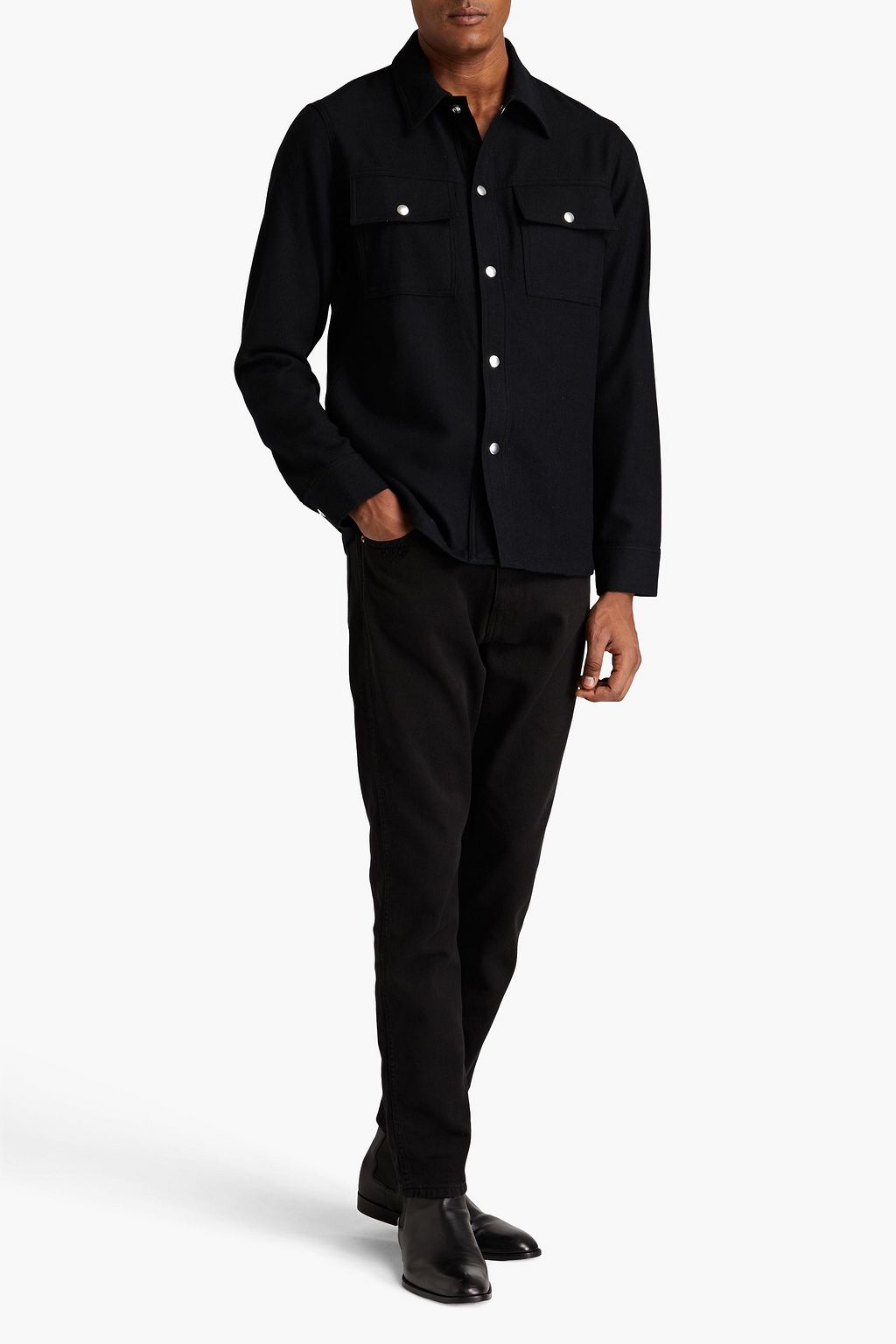SANDRO Wool-blend twill overshirt