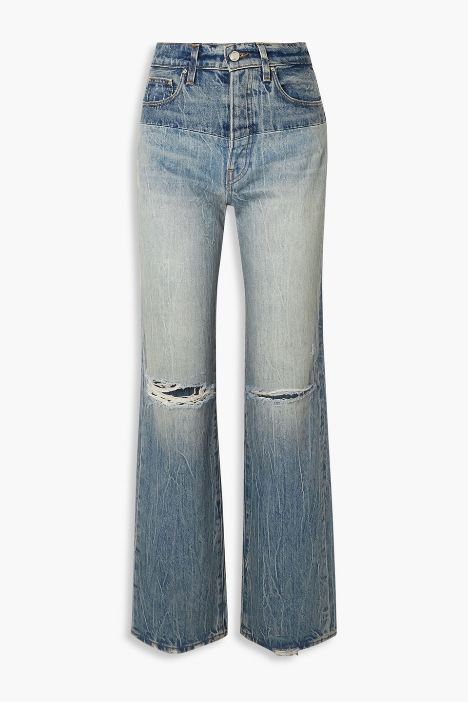 Amiri Distressed high-rise straight-leg jeans