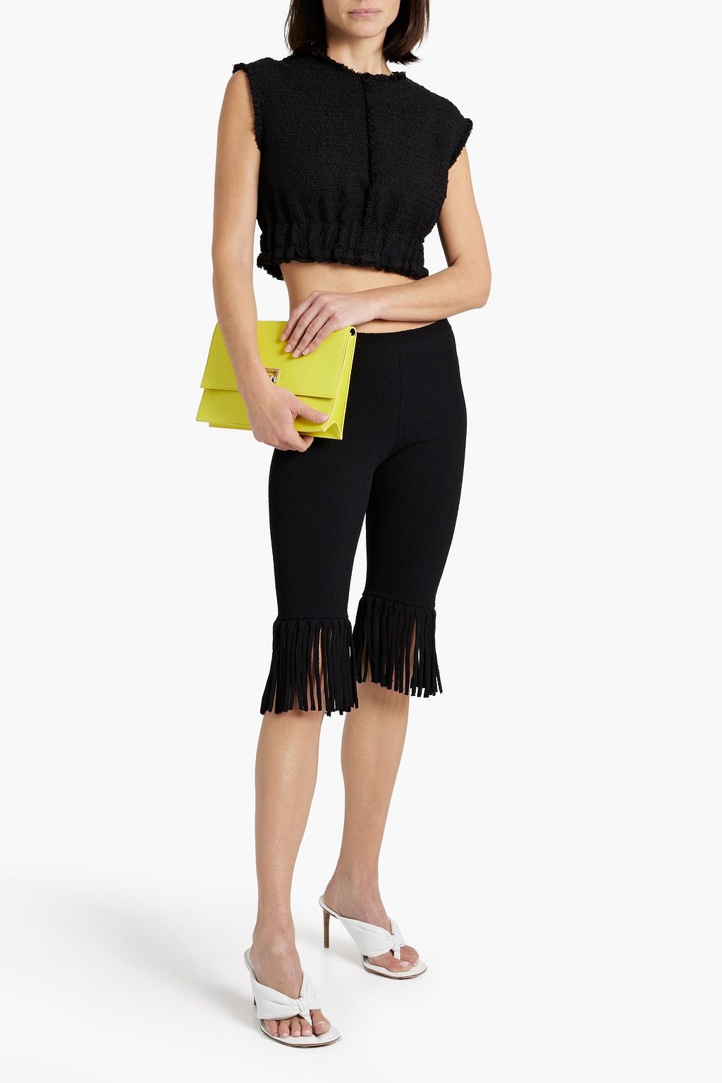 PROENZA SCHOULER توب قصير من التويد بنمط بوكليه