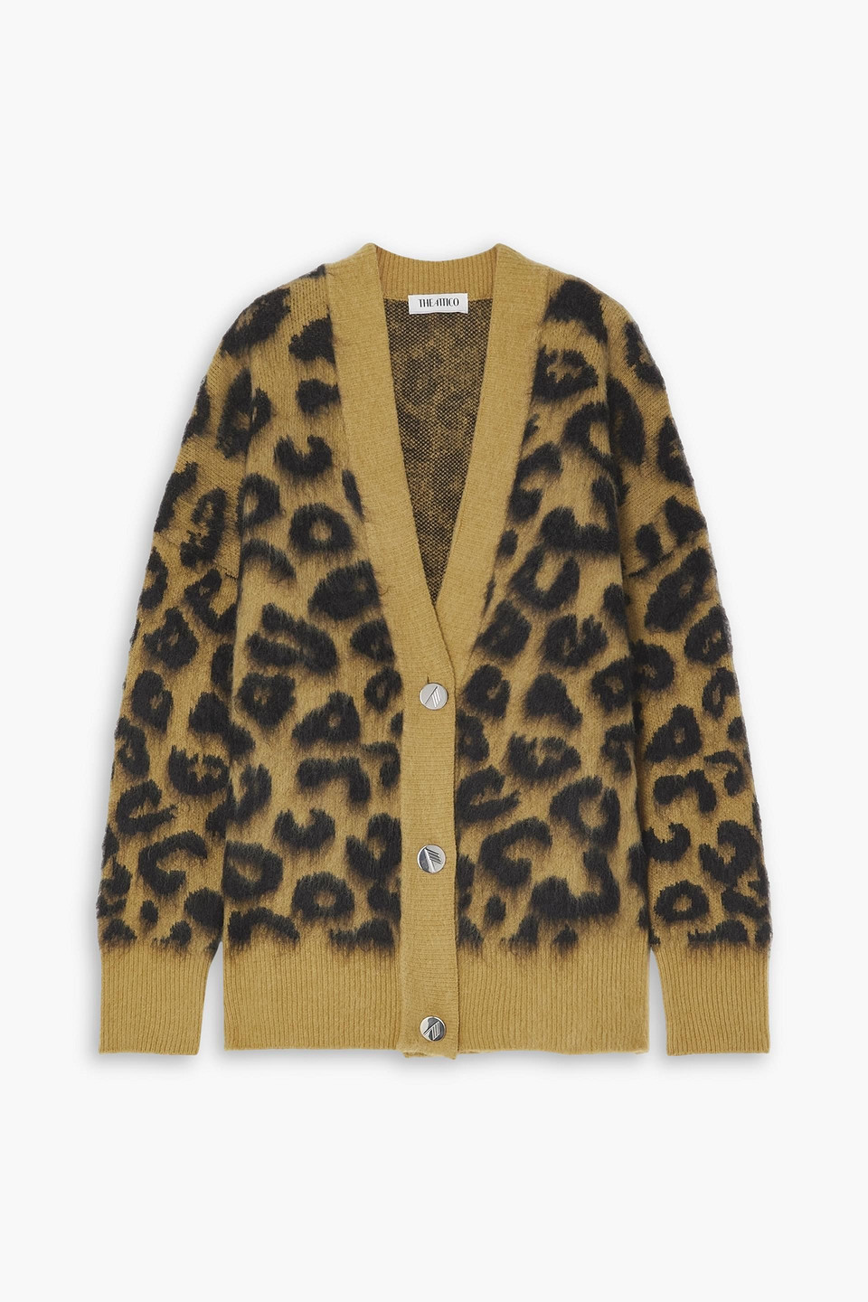 Attico Leopard-print Wool-blend Cardigan In Animal Print