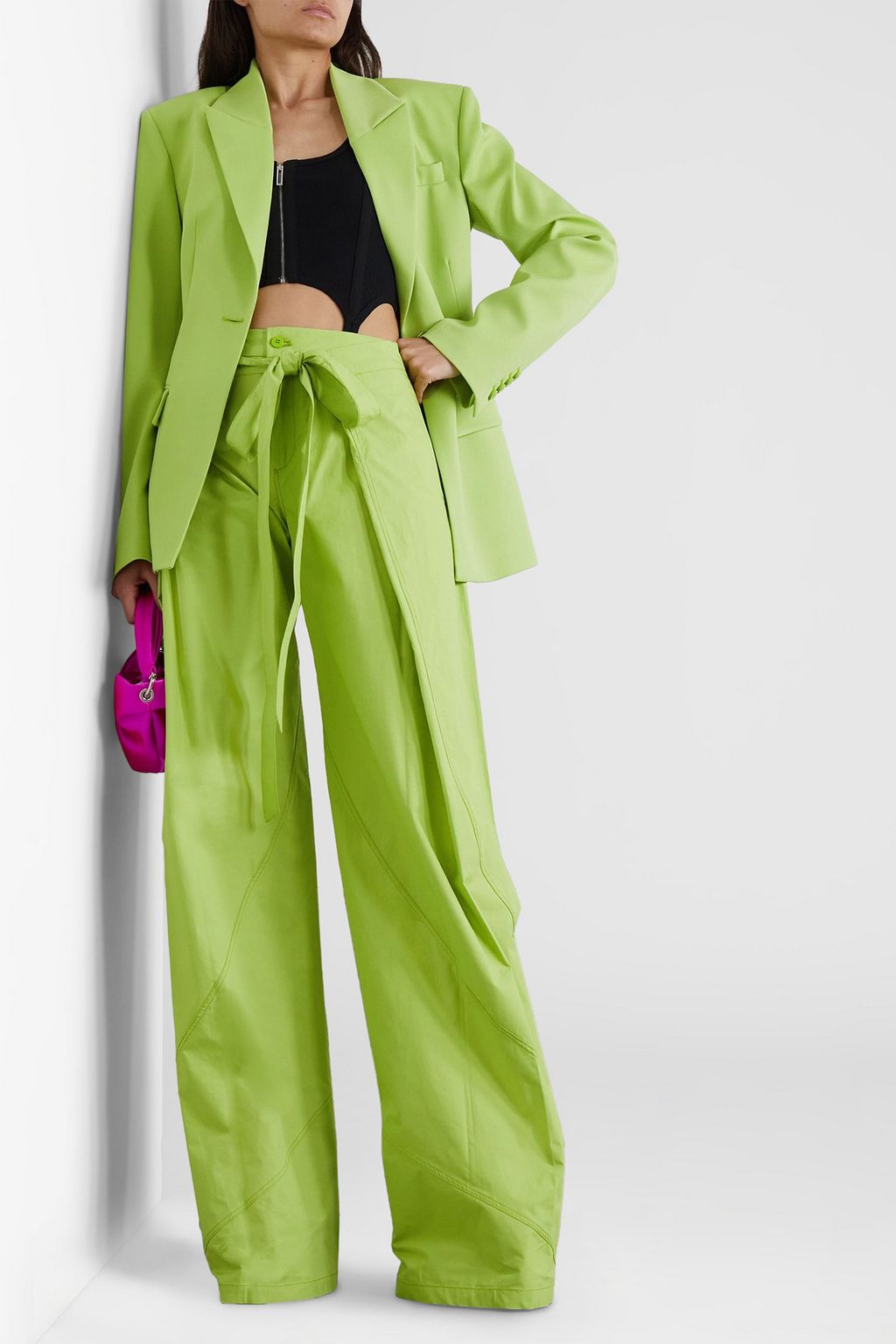THE ATTICO Hiro layered cotton wide-leg pants