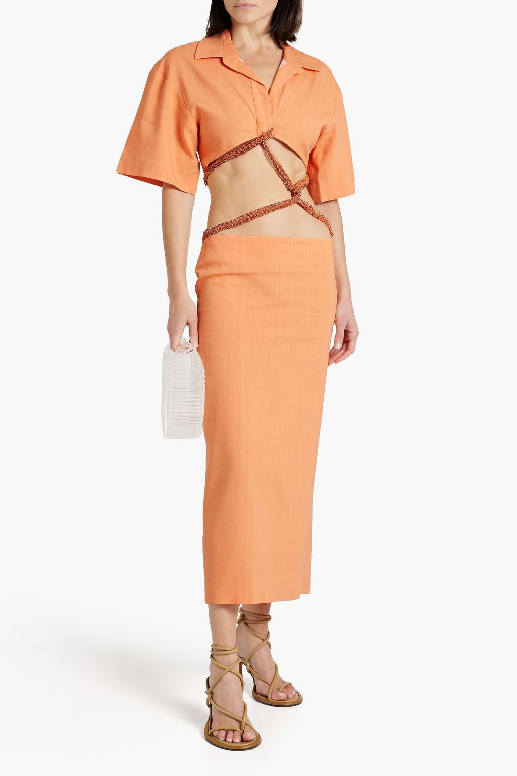 CHRISTOPHER ESBER Cutout embellished linen-blend maxi dress
