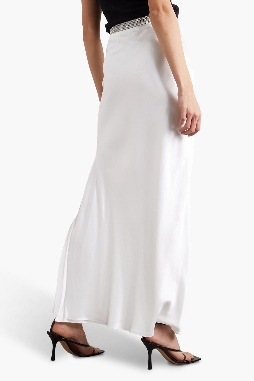 MICHAEL LO SORDO Crystal-embellished silk-satin maxi skirt