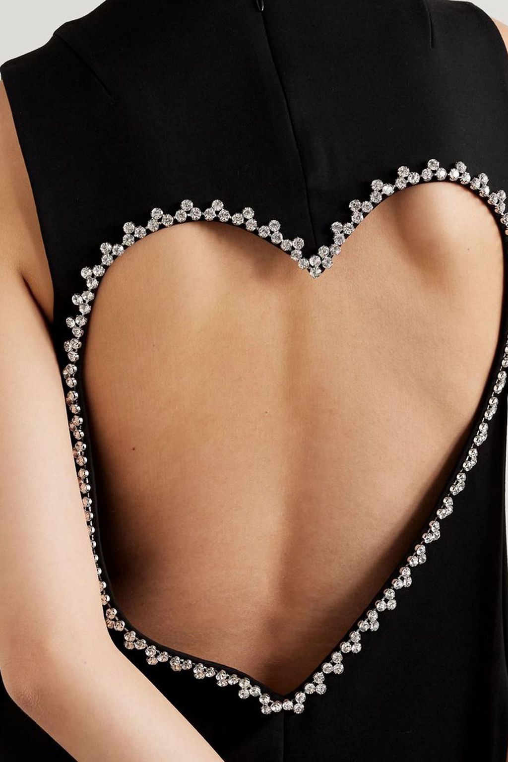 AREA Crystal-embellished cutout stretch-ponte mini dress