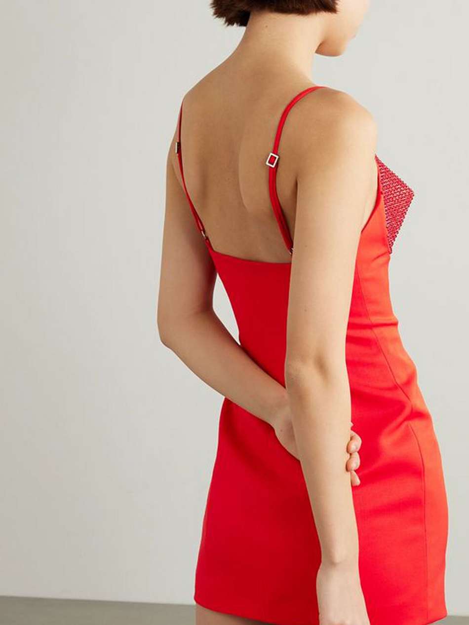 crystal-embellished wool-blend mini dress