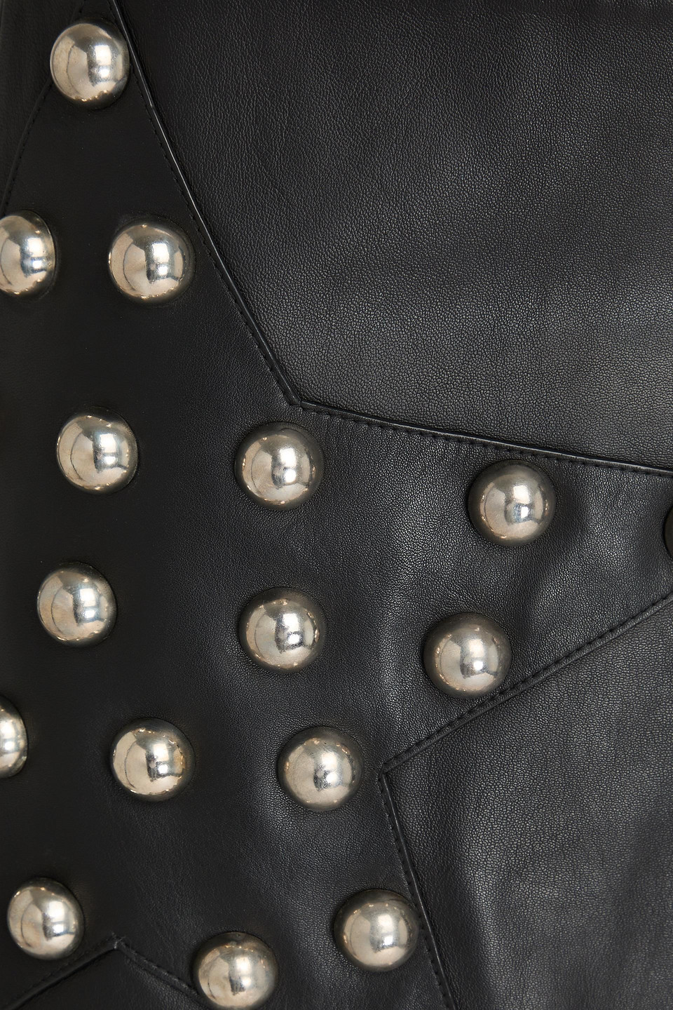 Shop Area Studded Embellished Leather Mini Skirt In Black
