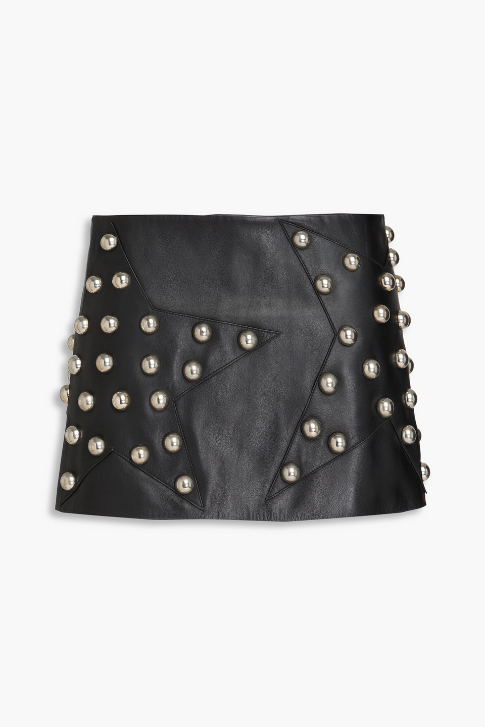 Shop Area Studded Embellished Leather Mini Skirt In Black