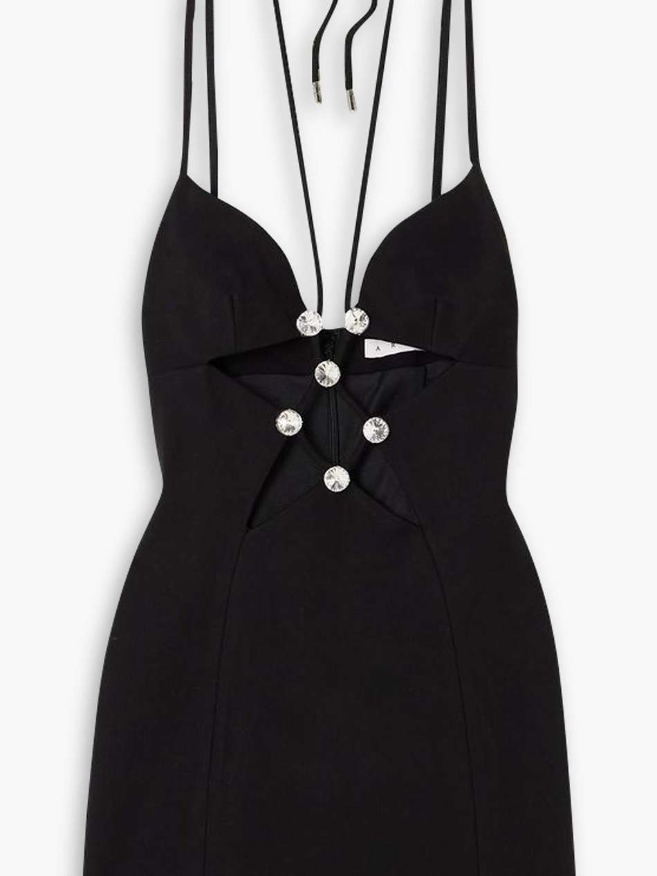 cutout crystal-embellished ponte mini dress
