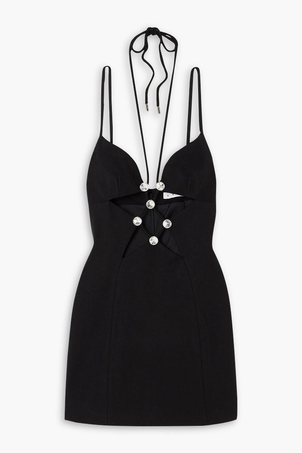 Cutout crystal-embellished ponte mini dress