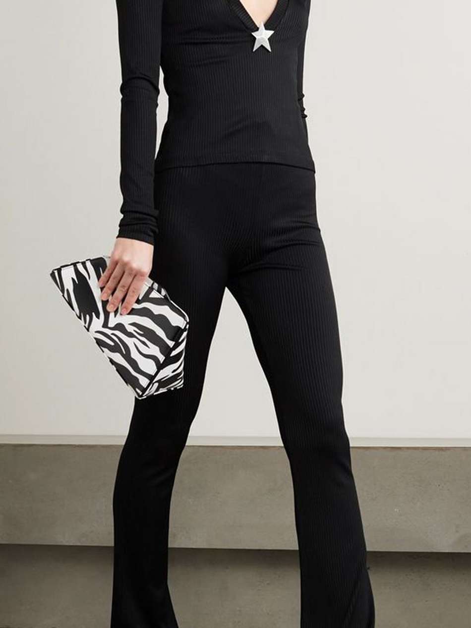 embellished ribbed-jersey top