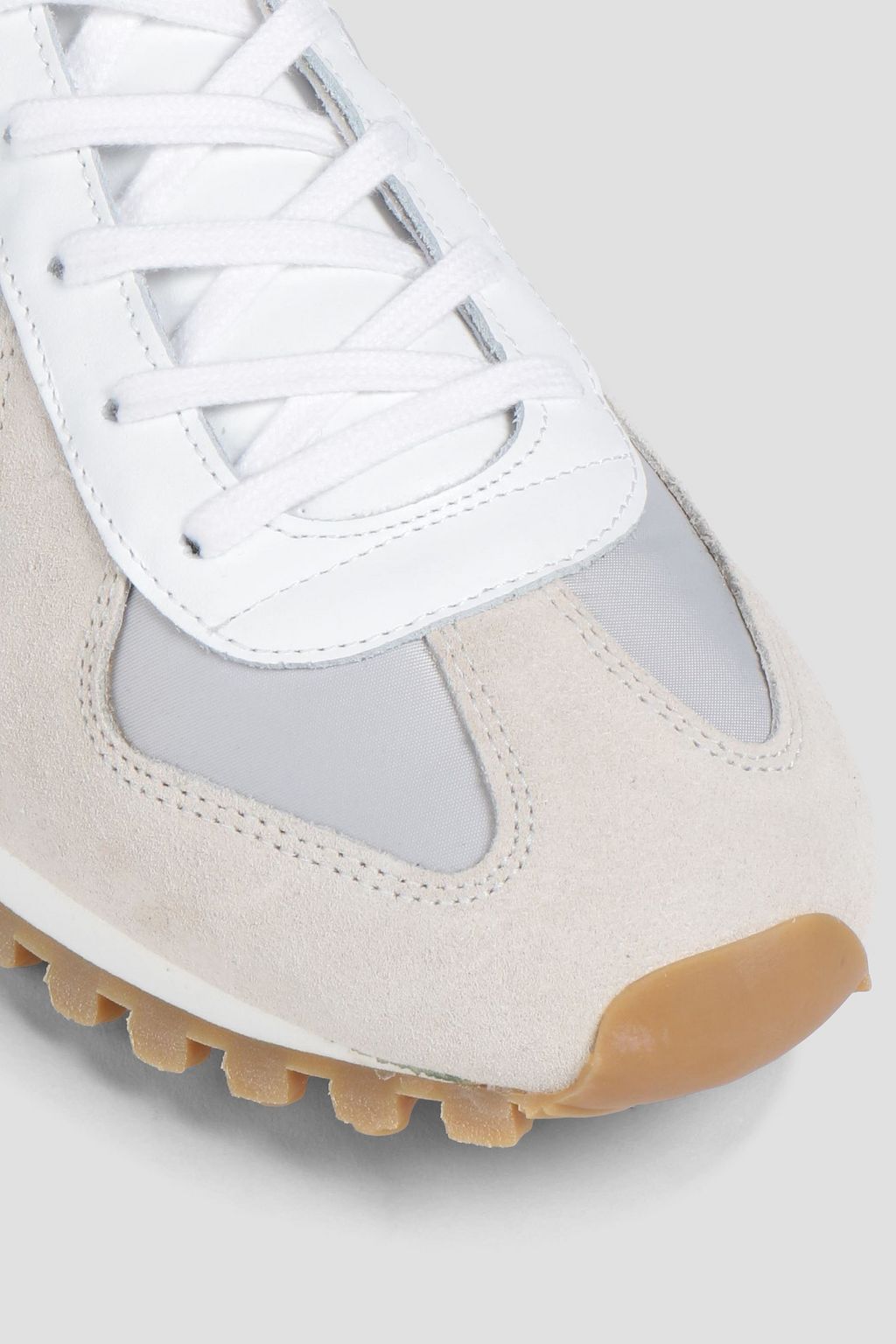 SANDRO Leather, suede and shell sneakers