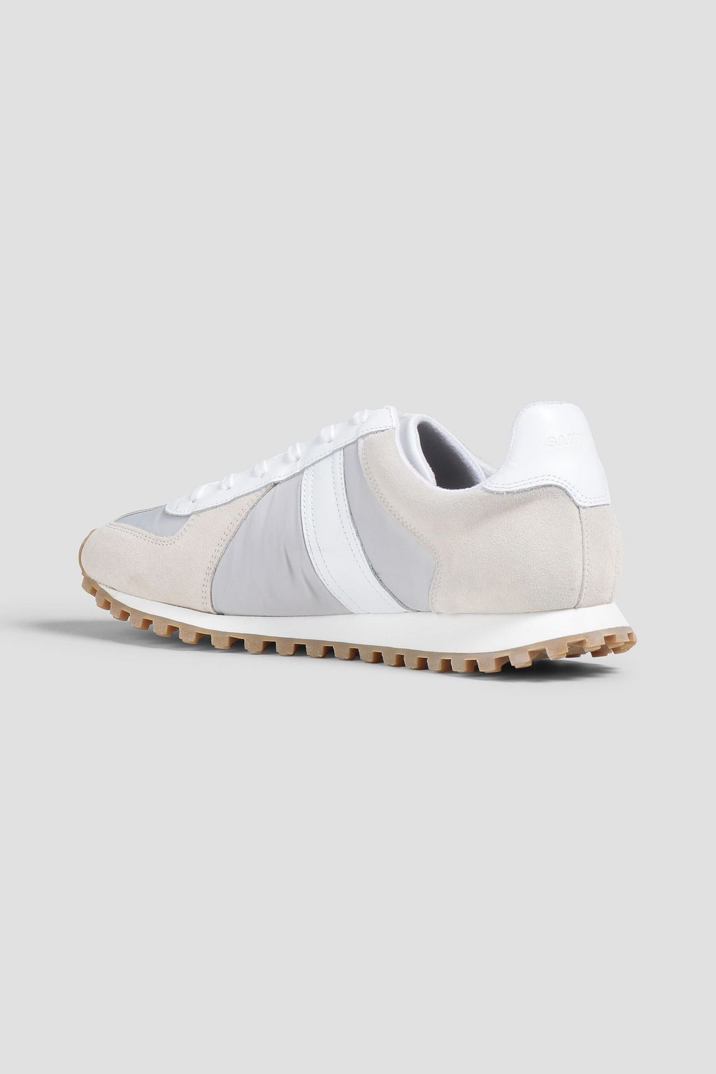 SANDRO Leather, suede and shell sneakers