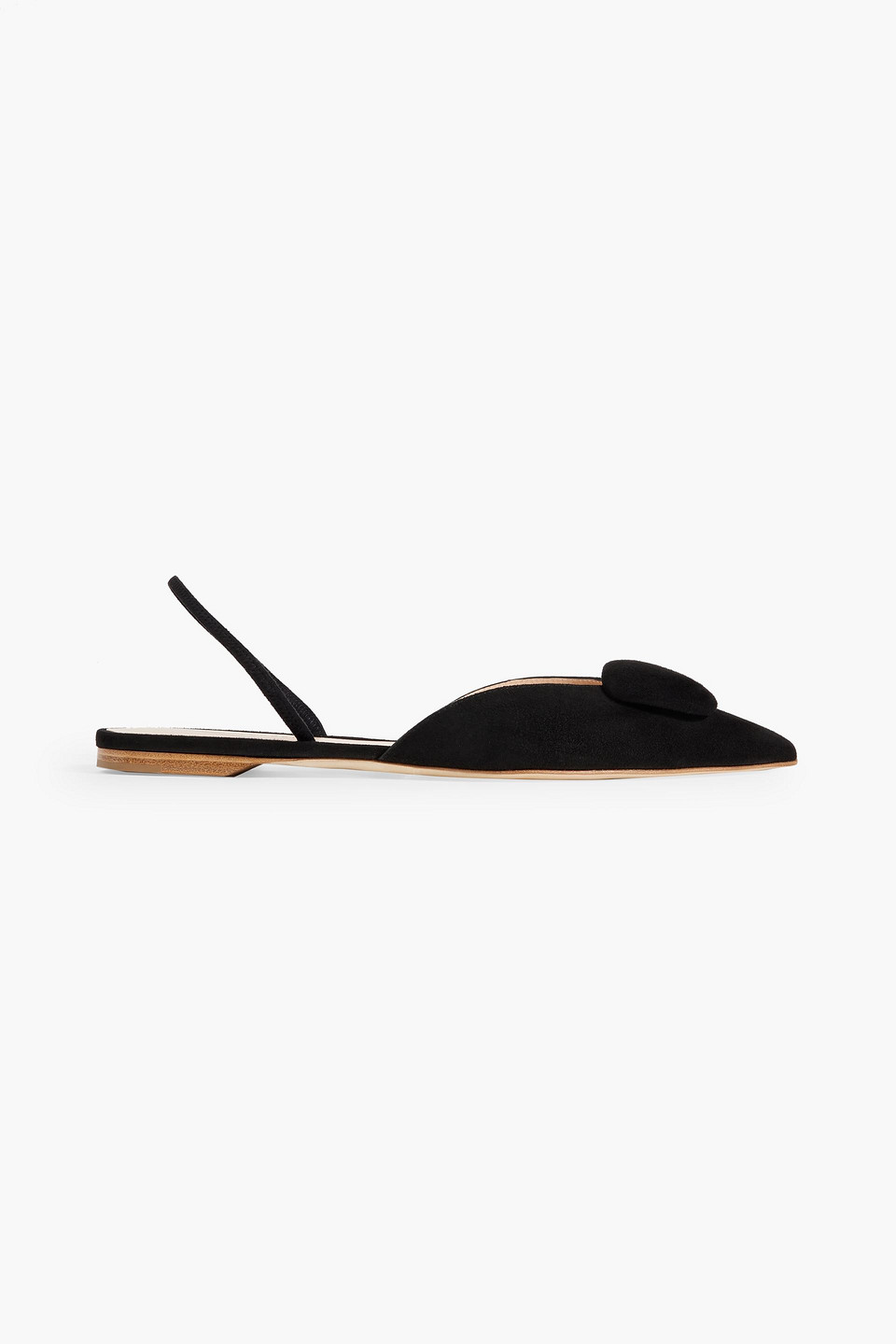 Rupert Sanderson Sabine Embellished Suede Slingback Point-toe Flats In Black