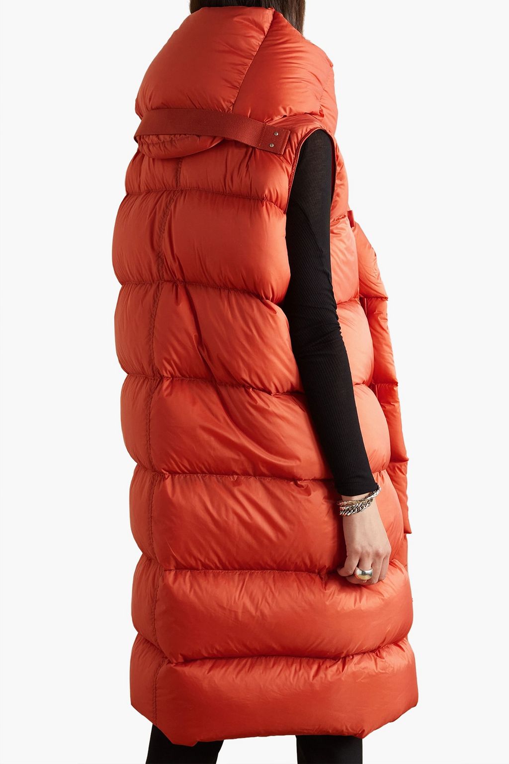 RICK OWENS Asymmetric quilted shell hooded down vest