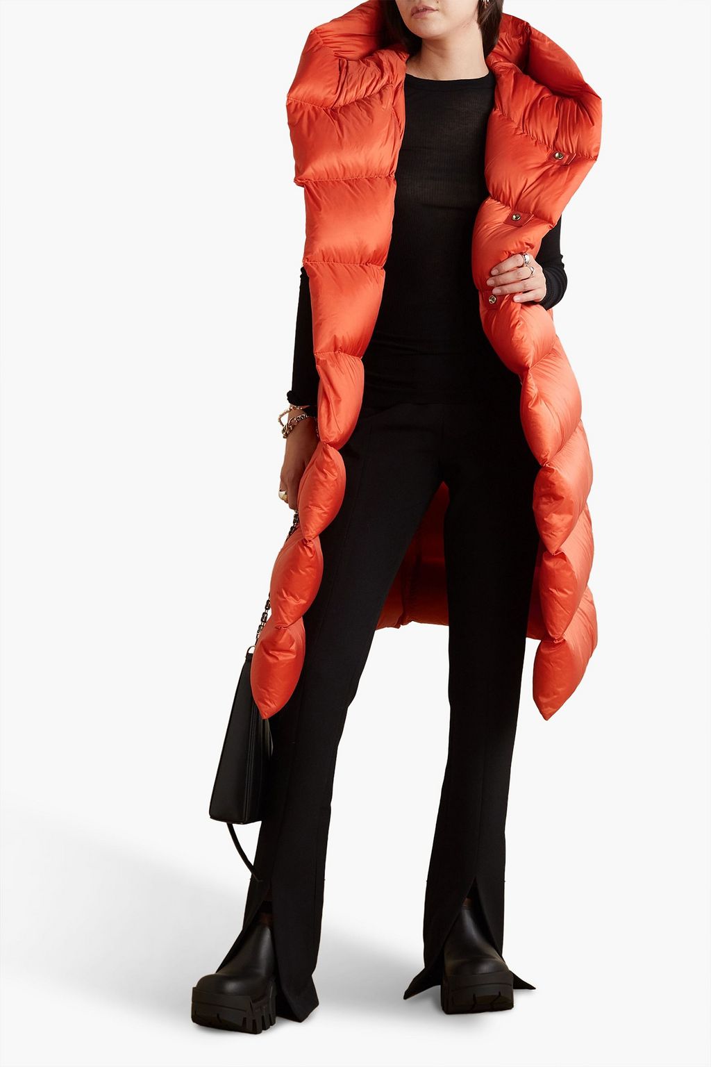 RICK OWENS Asymmetric quilted shell hooded down vest