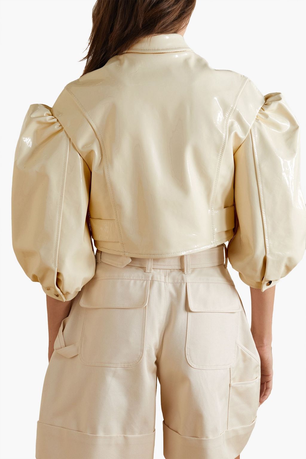 SIMONE ROCHA Ruffled patent-leather biker jacket