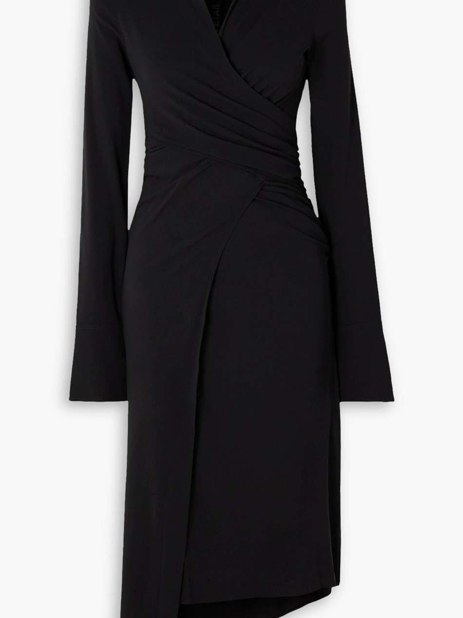 afram asymmetric gathered stretch-silk dress