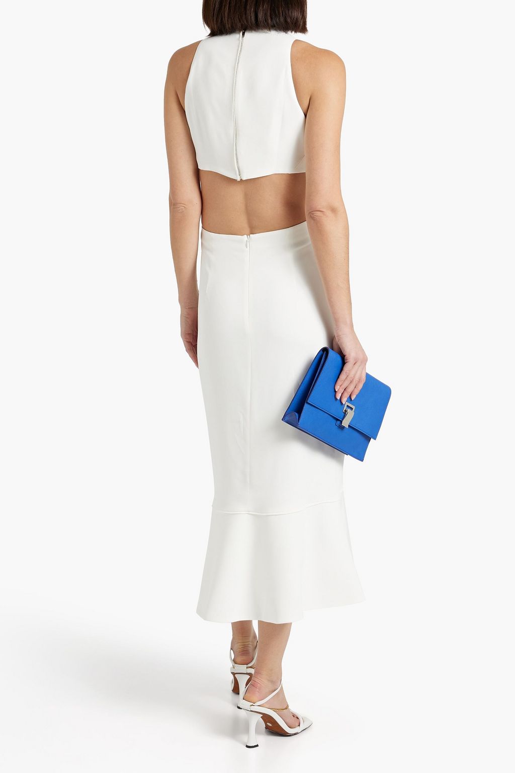 PROENZA SCHOULER فستان متوسط الطول من قماش كادي المرن مزين بفتحات