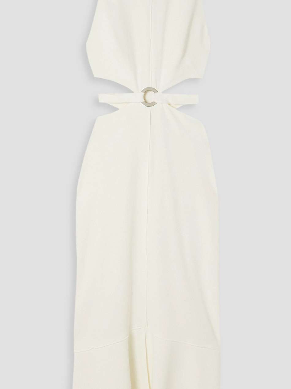 embellished cutout stretch-cady midi dress