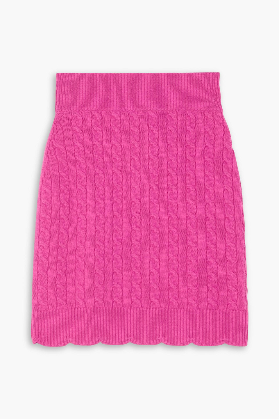 Shop Patou Cable-knit Merino Wool Mini Skirt In Bright Pink