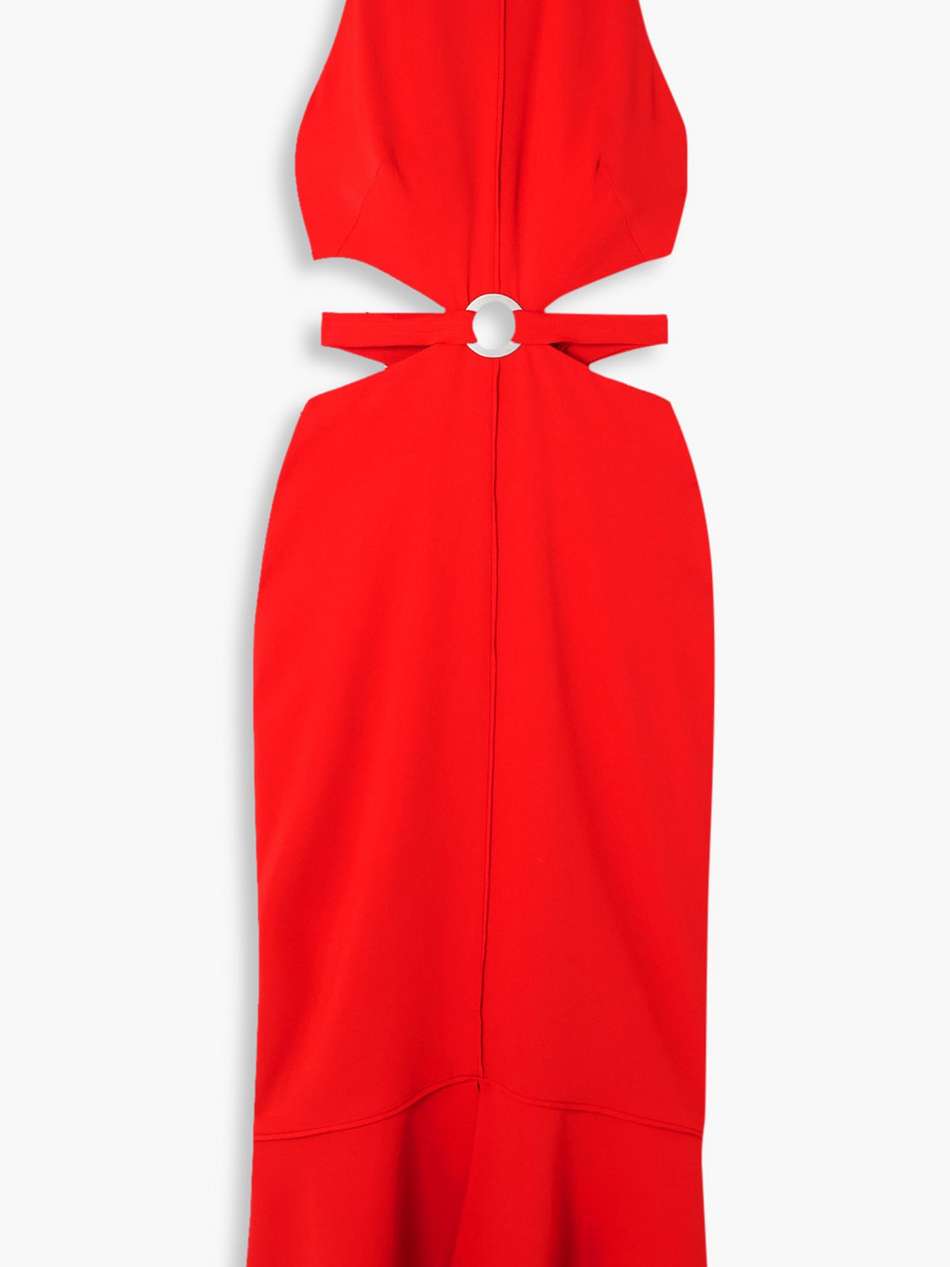 embellished cutout stretch-cady midi dress